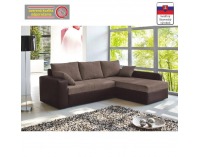 Rohová sedačka s rozkladom a úložným priestorom Viper L/P - hnedá ekokoža / hnedý šenil