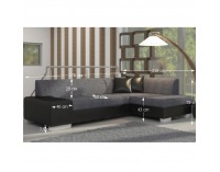 Rohová sedačka s rozkladom a úložným priestorom Peter New P - čierna / sivá