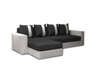 Rohová sedačka s rozkladom a úložným priestorom Tobias L/P - biela / tmavosivá