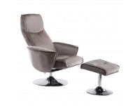 Relaxačné kreslo s podnožkou Lonato - hnedosivá / oceľ