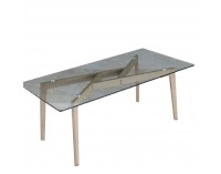 Sklenený konferenčný stolík Pedrek Typ 2 - priehľadná / buk