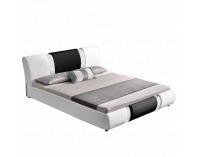 Čalúnená manželská posteľ s roštom Luxor 160 160x200 cm - biela / čierna