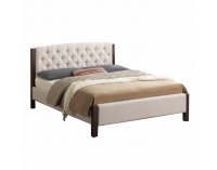 Čalúnená manželská posteľ Elena 160 160x200 cm - piesková / tmavý orech