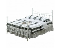 Kovová manželská posteľ s roštom Nieves 140 - biela