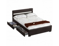 Čalúnená manželská posteľ s roštom a osvetlením Fabala 160 - čierna