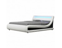 Čalúnená manželská posteľ s roštom a osvetlením Manila 163 - biela/ čierna