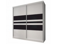 Šatníková skriňa Multi 11 2D 183x218 cm - biela / čierne sklo