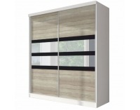 Šatníková skriňa Multi 10 2D 233x218 cm - dub sonoma / biela / čierne sklo