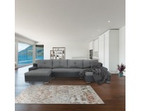 Rohová sedačka U s rozkladom Savona U L/P - svetlosivá / sivá