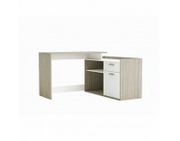 Rohový PC stolík Nevadis - biela / dub shanon