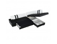 Rohová sedačka s rozkladom a úložným priestorom Peter New P - čierna / biela