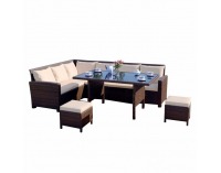 Záhradný nábytok z umelého ratanu Stark - hnedá / krémová