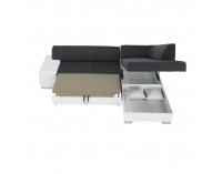 Rohová sedačka s rozkladom a úložným priestorom Peter New P - biela / sivá