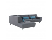 Rohová sedačka s rozkladom Derba L - tmavosivá / petrolejová