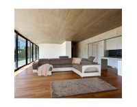 Rohová sedačka U s rozkladom a úložným priestorom Kamelia P - biela / hnedá