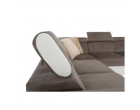 Rohová sedačka U s rozkladom a úložným priestorom Kamelia L - biela / hnedá