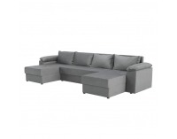 Rohová sedačka U s rozkladom a úložným priestorom Dalas L/P - sivá