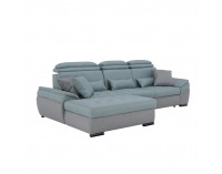 Rohová sedačka s rozkladom a úložným priestorom Natik L - sivá / mentolová
