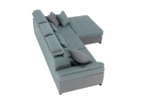 Rohová sedačka s rozkladom a úložným priestorom Natik P - sivá / mentolová