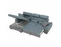 Rohová sedačka s rozkladom a úložným priestorom Natik L - sivá / mentolová