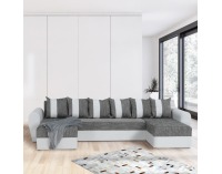 Rohová sedačka U s rozkladom a úložným priestorom Tiger L/P - biela / sivočierna