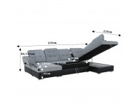 Rohová sedačka U s rozkladom a úložným priestorom Amoti P - čierna / sivá