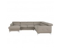 Kožená rohová sedačka U s rozkladom Sammy P - piesková koža (Yak Sand M6903)