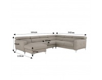 Kožená rohová sedačka U s rozkladom Sammy P - piesková koža (Yak Sand M6903)