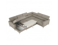 Kožená rohová sedačka U s rozkladom Sammy P - piesková koža (Yak Sand M6903)