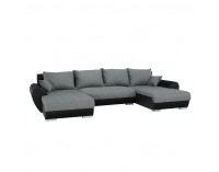Rohová sedačka U s rozkladom a úložným priestorom Trendy L/P - čierna / sivá melírovaná