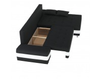 Rohová sedačka s rozkladom a úložným priestorom Puntos P - čierna / biela