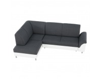 Rohová sedačka s rozkladom a úložným priestorom Polo L - biela / tmavosivá