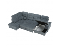 Rohová sedačka U s rozkladom a úložným priestorom Nicoleta L - sivá