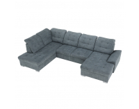 Rohová sedačka U s rozkladom a úložným priestorom Nicoleta L - sivá