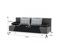 Rozkladacia pohovka s úložným priestorom Rokar - čierna / sivá / vzor