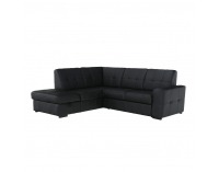 Kožená rohová sedačka s rozkladom Trek RV L - čierna