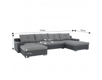 Rohová sedačka U s rozkladom Savona U L/P - svetlosivá / sivá