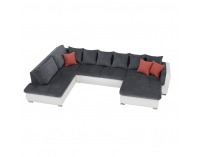 Rohová sedačka s rozkladom Kastor L - biela / sivá