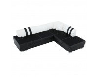 Rohová sedačka s rozkladom a úložným priestorom Peter New P - čierna / biela