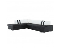 Rohová sedačka s rozkladom a úložným priestorom Peter New L - čierna / biela