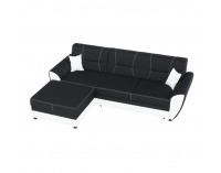 Rohová sedačka s rozkladom a úložným priestorom Maruti L - biela / čierna