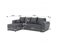 Rohová sedačka s rozkladom a úložným priestorom Roma New L/P - sivá
