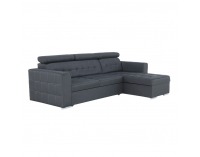Rohová sedačka s rozkladom a úložným priestorom Kazara RM P - sivá / svetlé šitie