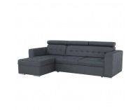 Rohová sedačka s rozkladom a úložným priestorom Kazara RM L - sivá / svetlé šitie