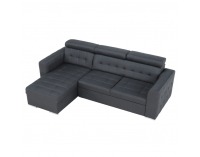 Rohová sedačka s rozkladom a úložným priestorom Kazara RM L - sivá / svetlé šitie