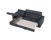 Rohová sedačka s rozkladom a úložným priestorom Kazara RM L - sivá / svetlé šitie