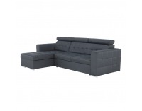 Rohová sedačka s rozkladom a úložným priestorom Kazara RM L - sivá / svetlé šitie