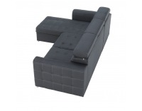 Rohová sedačka s rozkladom a úložným priestorom Kazara RM L - sivá / svetlé šitie