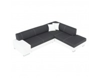 Rohová sedačka s rozkladom a úložným priestorom Peter New P - biela / sivá