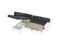 Rohová sedačka s rozkladom a úložným priestorom Peter New L - biela / sivá